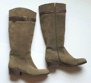 Audrey Brooke Leather Riding Boots 8 Green Suede